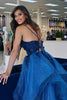 Load image into Gallery viewer, Sparkly Blue Corset A Line Long Tulle Prom Dress with Appliques