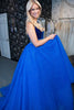 Load image into Gallery viewer, Sparkly Royal Blue A-Line Halter Beaded Tulle Long Prom Dress