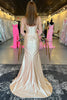 Load image into Gallery viewer, Champagne Sparkly Corset Spaghetti Straps Long Satin Prom Dress