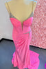 Load image into Gallery viewer, Sparkly Fuchsia Corset Ruched Beaded Long Prom Dress