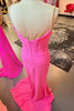 Load image into Gallery viewer, Sparkly Fuchsia Corset Ruched Beaded Long Prom Dress