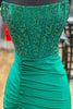 Load image into Gallery viewer, Strapless Sparkly Emerald Green Long Prom Dress with Beading