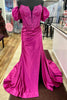 Load image into Gallery viewer, Fuchsia Mermaid Off The Shoulder Corset Long Prom Dress with Slit