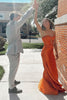 Load image into Gallery viewer, Sparkly Orange Sweetheart Keyhole Mermaid Long Prom Dress