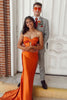 Load image into Gallery viewer, Sparkly Orange Sweetheart Keyhole Mermaid Long Prom Dress