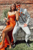 Load image into Gallery viewer, Sparkly Orange Sweetheart Keyhole Mermaid Long Prom Dress