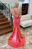 Load image into Gallery viewer, Red Sparkly Mermaid Beaded Spaghetti Straps Long Prom Dress