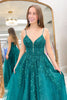 Load image into Gallery viewer, Emerald Green Corset Long Prom Dress with Appliques