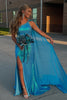 Load image into Gallery viewer, Sparkly Blue One Shoulder Long Sequins Prom Dress with Slit