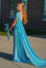 Load image into Gallery viewer, Sparkly Blue One Shoulder Long Sequins Prom Dress with Slit