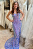 Load image into Gallery viewer, Sparkly Mermaid Blue Corset Sequins Long  Prom Dress