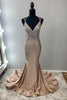 Load image into Gallery viewer, Mermaid Sparkly Gold V-Neck Long Beaded Prom Dress