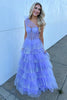 Load image into Gallery viewer, One Shoulder Sparkly Lilac A Line Tiered Long Corset Prom Dress