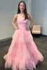 Load image into Gallery viewer, One Shoulder Light Pink A Line Tiered Long Tulle Prom Dress