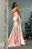 Load image into Gallery viewer, Strapless Light Pink Satin Long Corset Prom Dress with Slit