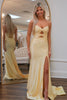 Load image into Gallery viewer, Sparkly Yellow Beaded Sweetheart Keyhole Long Prom Dress with Slit