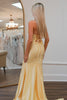 Load image into Gallery viewer, Sparkly Yellow Beaded Sweetheart Keyhole Long Prom Dress with Slit