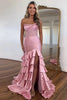 Load image into Gallery viewer, Sparkly Blush Corset Mermaid Tiered Long Prom Dress with Slit