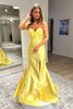 Load image into Gallery viewer, Yellow Sweetheart Mermaid Satin Long Prom Dress with Slit