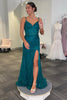 Load image into Gallery viewer, Emerald Green Sparkly V-Neck Long Corset Prom Dress with Slit