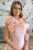 Load image into Gallery viewer, Pink Asymmetrical Long Plus Size Prom Dress with Flowers