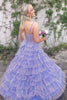 Load image into Gallery viewer, Lilac A Line Sparkly Tulle Long Corset Prom Dress with Slit