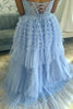 Load image into Gallery viewer, Sparkly Light Blue Strapless Corset Long Tulle Prom Dress