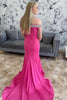 Load image into Gallery viewer, Sparkly Fuchsia Mermaid Beaded Off the Shoulder Long Prom Dress with Slit