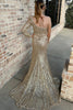 Load image into Gallery viewer, Sparkly Gold One Shoulder Sleeve Sequins Long Prom Dress with Slit