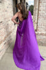 Load image into Gallery viewer, Sparkly Grape Spaghetti Straps Sequins Side Cape Long Prom Jumpsuits