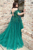 Load image into Gallery viewer, Sparkly Emerald Green Sweetheart Corset Long Prom Dress