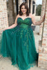 Load image into Gallery viewer, Sparkly Emerald Green Sweetheart Corset Long Prom Dress