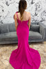 Load image into Gallery viewer, Fuchsia Mermaid One Shoulder Bow Satin Long Prom Dress