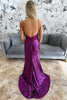 Load image into Gallery viewer, Sparkly Grape Corset Sequins Spaghetti Straps Long Prom Dress with Slit