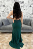 Load image into Gallery viewer, Sparkly Dark Green Beaded Spaghetti Straps Long Prom Dress with Slit