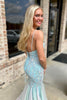 Load image into Gallery viewer, Floral Light Green V-Neck Backless Long Prom Dress with Appliques