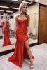 Load image into Gallery viewer, Sparkly Navy Corset Beaded Long Prom Dress with Slit