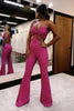 Load image into Gallery viewer, Sparkly Blak Sequin Spaghetti Strap Cut Out Long Prom Jumpsuit