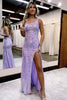 Load image into Gallery viewer, Sparkly Lilac Floral One Shoulder Long Prom Dress with Slit