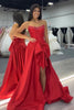 Load image into Gallery viewer, Sparkly Red Corset Bow Long Beaded Prom Dress with Slit