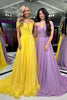 Load image into Gallery viewer, Lilac Off the Shoulder A Line Long Ruched Prom Dress