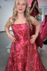 Load image into Gallery viewer, Fuchsia Floral A Line Strapless Long Prom Dress with Embroidery