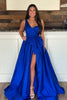 Load image into Gallery viewer, Royal Blue A-Line One Shoulder Bow Long Satin Prom Dress with Slit