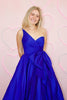 Load image into Gallery viewer, Royal Blue A-Line One Shoulder Bow Long Satin Prom Dress with Slit