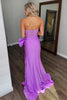 Load image into Gallery viewer, Sparkly Blue Mermaid Beaded Strapless Long Corset Prom Dress with Slit