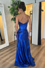 Load image into Gallery viewer, Royal Blue Mermaid Strapless Ruched Long Corset Prom Dress with Slit