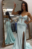 Load image into Gallery viewer, Sparkly Light Green Mermaid Sweetheart Long Corset Prom Dress with Slit