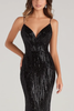 Load image into Gallery viewer, Sparkly Black Sequin V-Neck Long Formal Dress