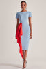 Load image into Gallery viewer, Blue Red Chiffon Boat Neck Mother of the Bride Dress with Side Waist