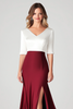 Load image into Gallery viewer, Whit Burgundy V-Neck Mermaid Mother of the Bride Dress with Slit